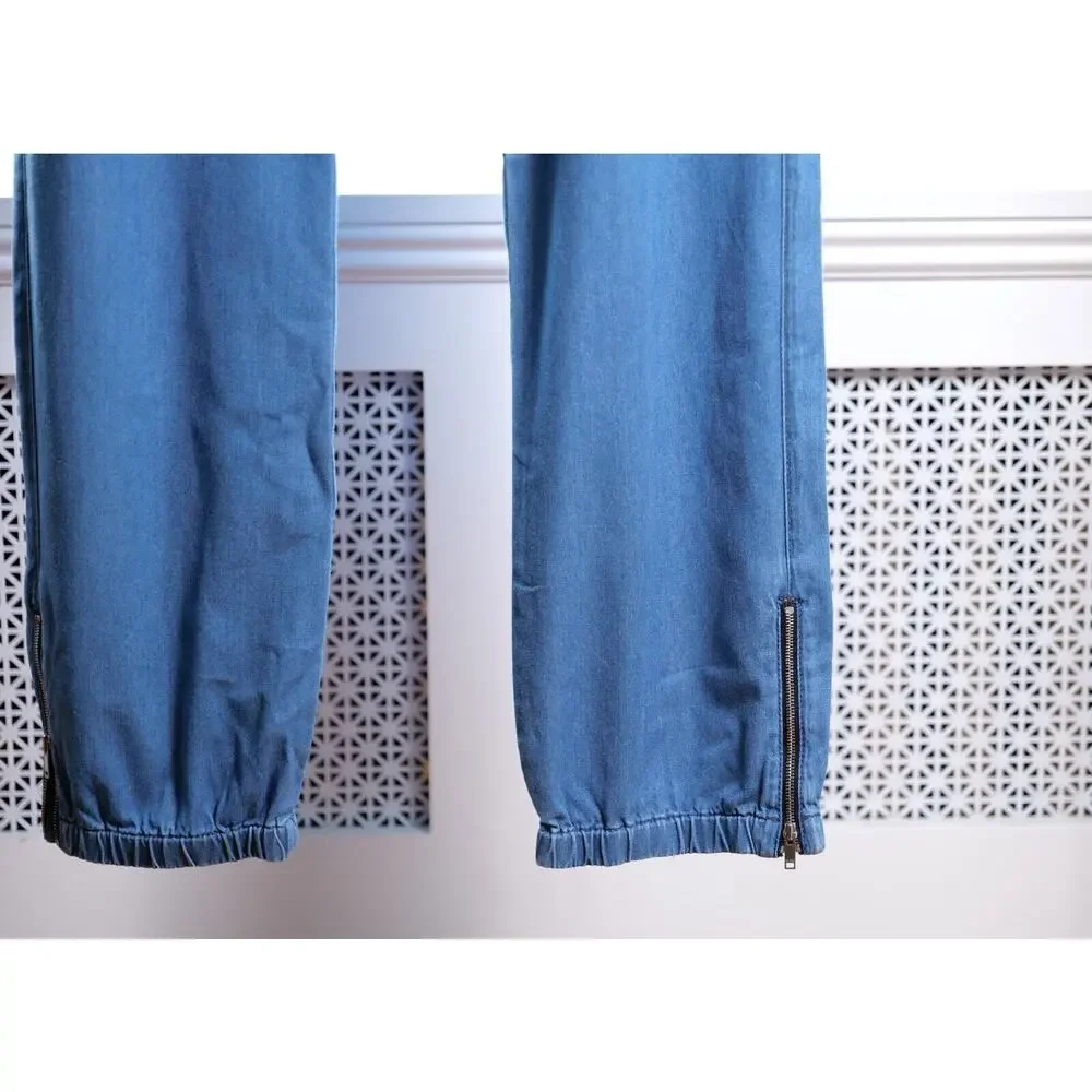 Gucci Blue Logo Drawstring Denim Jeans (Size 48)